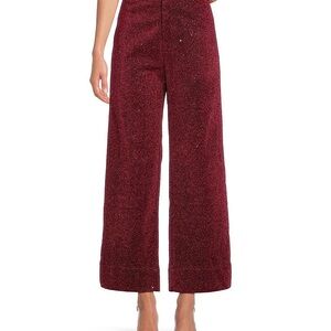 Buru Size XS Culotte Woven Metallic High Rise Wide Leg Full Length Pants